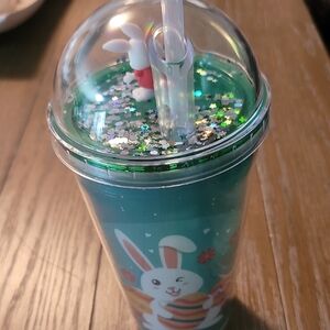 Green Bunny Party Tumbler with Straw